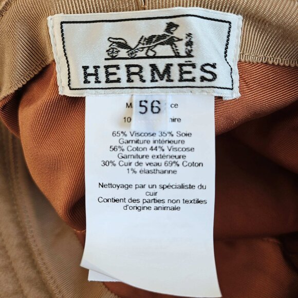 HERMES BEIGE HARPER H SELLIER CASHMERE BUCKET HAT (56) - Picture 7 of 12